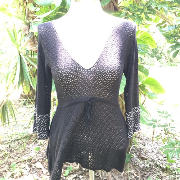 Sigrid Olsen Tops - Sigrid Olsen Sheer Crochet Blouse Cover Up Top